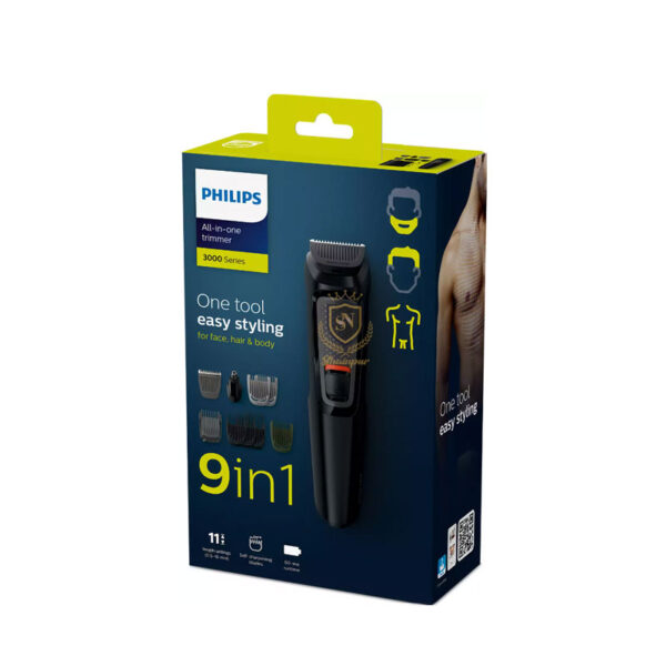 Philips MG-3710 Multigroom Trimmer series 3000 9-in-1, Face, Hair & Nose Trimmer