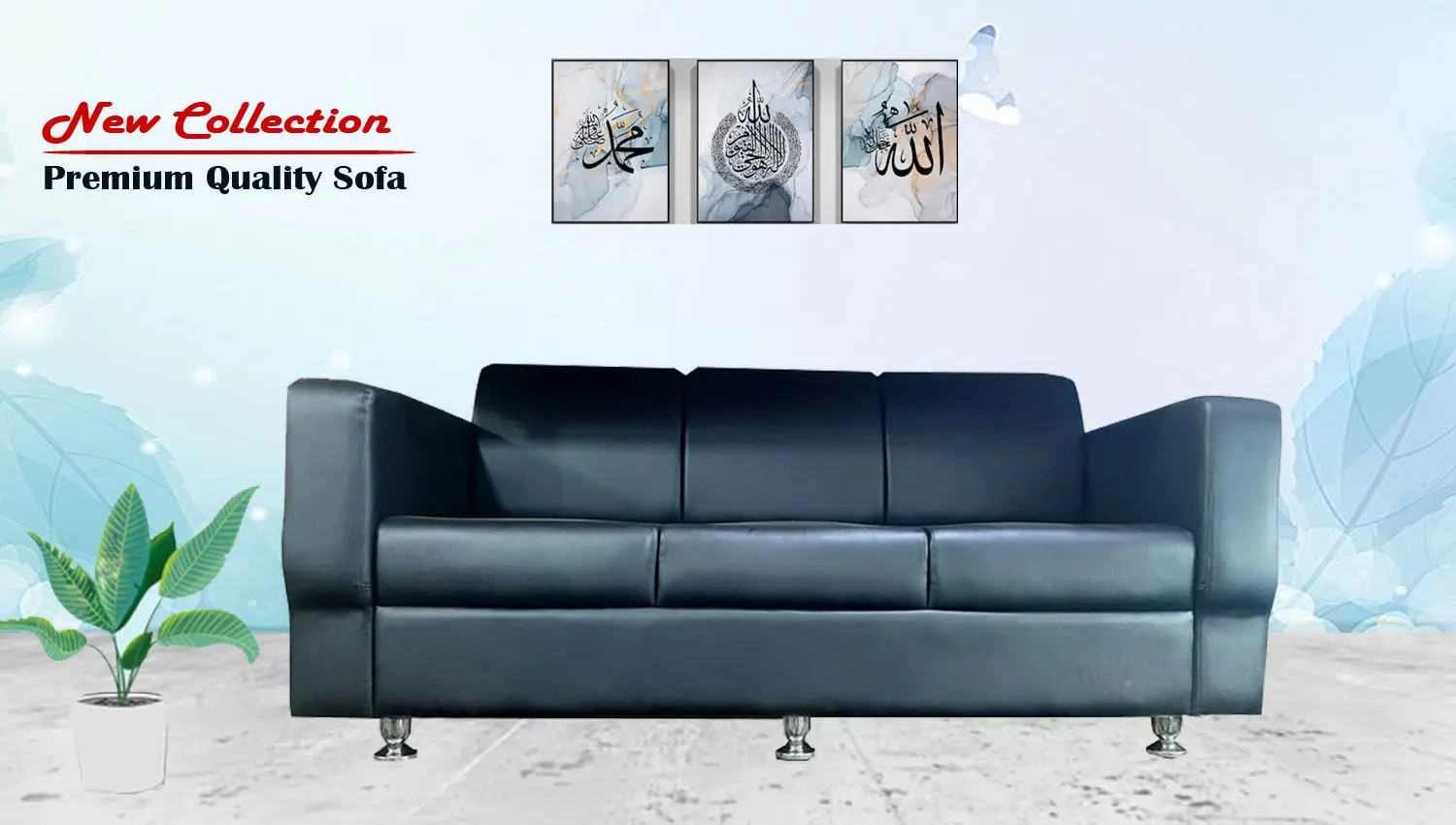 Premium Quality 3 seat sofa Black AF-118